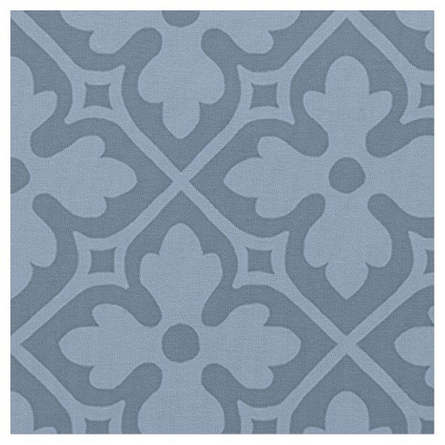 Gothic Revival Quatrefoils, Slate Blue Stoff (Nahaufnahme)