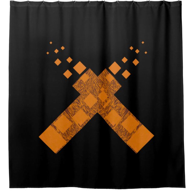 Gothic Ritual Culual Cross Black Orange Pagan Feue Duschvorhang (Vorderseite)