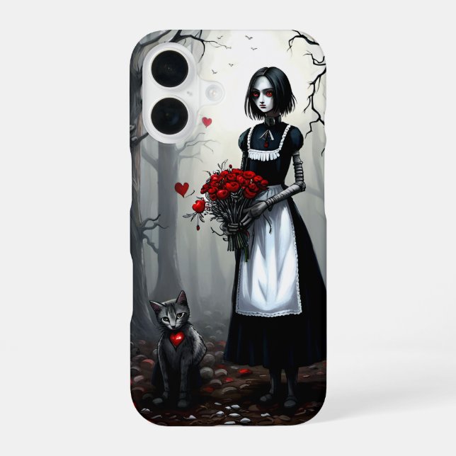 Gothic Robot Girl iPhone 16 Hülle (Rückseite)