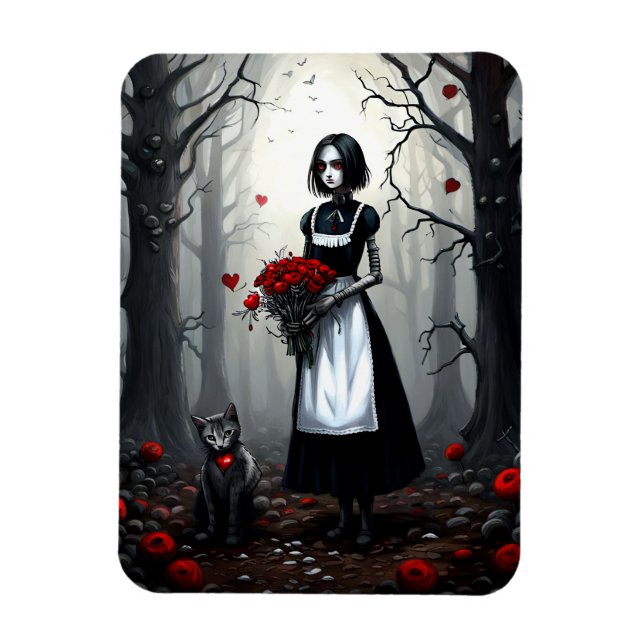Gothic Robot Girl Magnet (Vertikal)