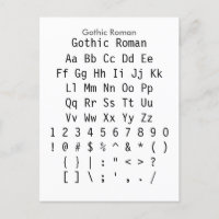 Gothic Roman - Zazzle Schriftart Sampler Sheet