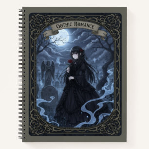 Gothic Romance Anime Mädchen Mondlicht Friedhof Notizbuch