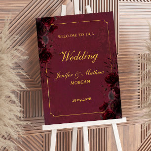 Gothic Romance Burgunderrote elegante Willkommenss Poster