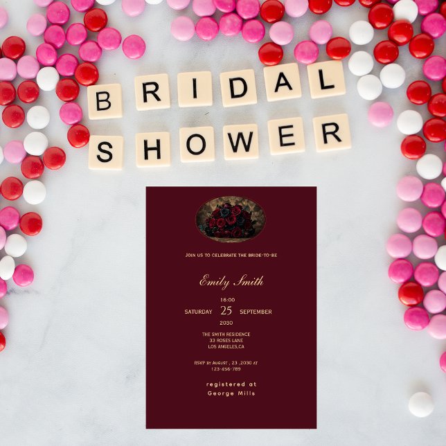 Gothic Romance Custom Photo Elegant Bridal Shower Einladung (Von Creator hochgeladen)