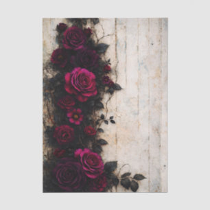 Gothic Romance Dunkelrote Burgunderrosen FE1L Deco Seidenpapier
