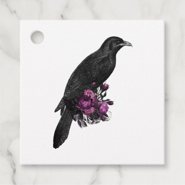 Gothic Romance Floral Raven Geschenkanhänger (Vorderseite)