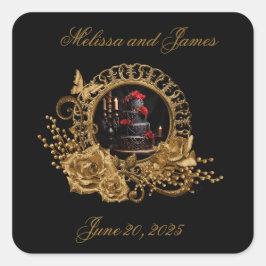 Gothic Romance Wedding Quadratischer Aufkleber