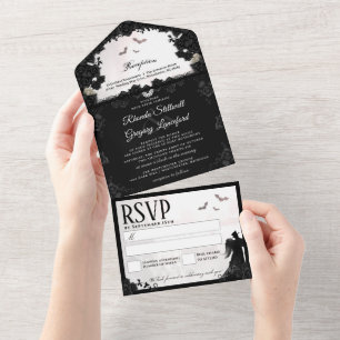 Gothic Romance Wedding - "Zusammen mit" Aufnahmen All In One Einladung
