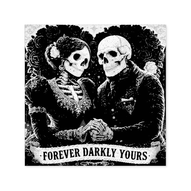 Gothic Romance zweier Skelette, die Händchen halte Permastempel (Design)