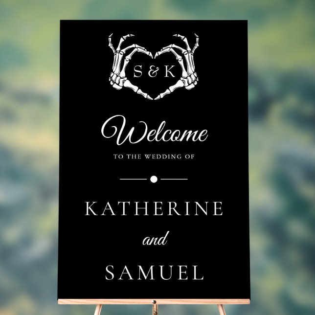 Gothic Romantic Skeleton Hand Halloween Hochzeit Acrylschild (Neutral)