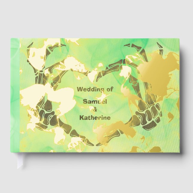 Gothic Romantic Skeleton Hand Halloween Hochzeit Gästebuch (Vorderseite)