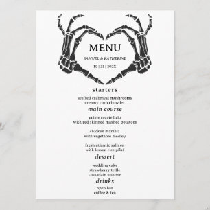 Gothic Romantic Skeleton Hand Halloween Hochzeit Menükarte