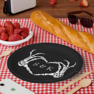 Gothic Romantic Skeleton Hand Halloween Hochzeit Pappteller