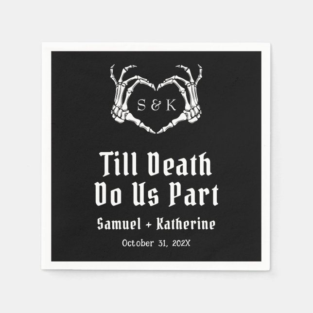 Gothic Romantic Skeleton Hand Halloween Hochzeit Serviette (Vorderseite)