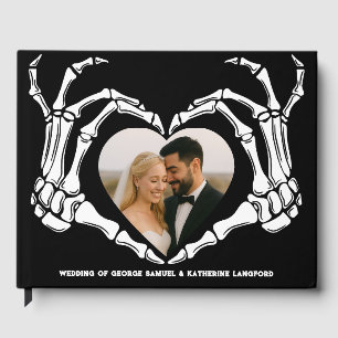 Gothic-Romantische Skeletthand Halloween-Hochzeit Gästebuch