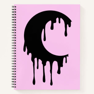 Gothic Rosa Black Dripping Moon Silhouette Notizbuch