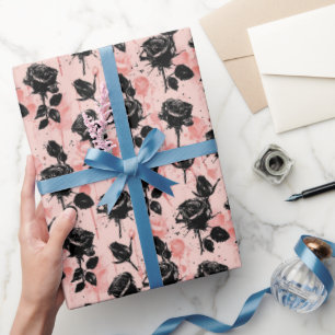 Gothic-Rosa- und Schwarz-Friedhof-Rose Geschenkpapier