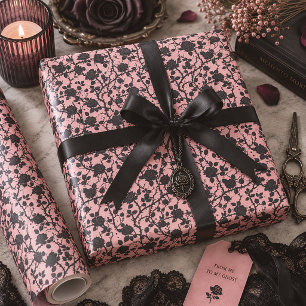 Gothic-Rosa- und Schwarz-Friedhof-Rose Geschenkpapier