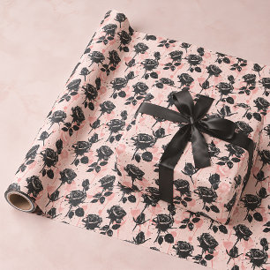Gothic-Rosa- und Schwarz-Friedhof-Rose Geschenkpapier