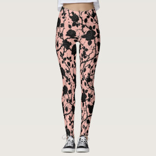 Gothic-Rosa- und Schwarz-Friedhof-Rose Leggings