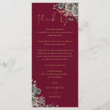 Gothic Rose Blumenhochzeit Danke Platzkarte