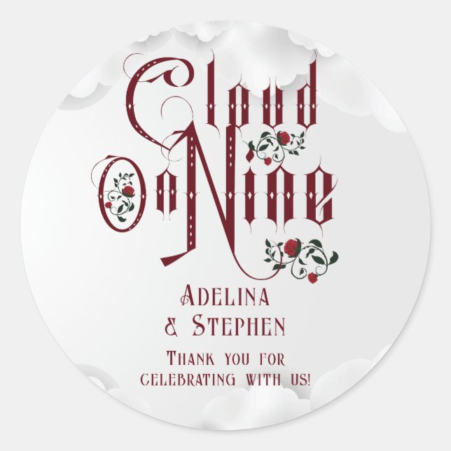 Gothic Rose Cloud Nine Halloween Hochzeit Runder Aufkleber (Vorderseite)
