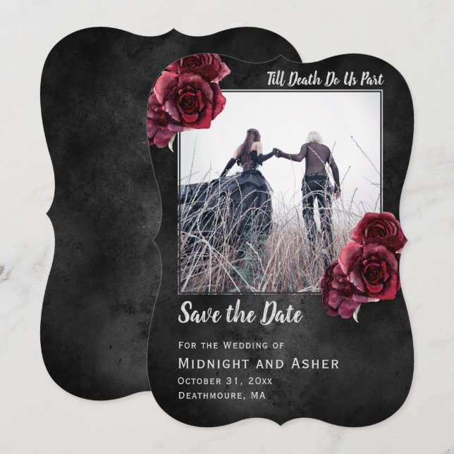 Gothic Rose Dunkel Save the Date (Vorne/Hinten)