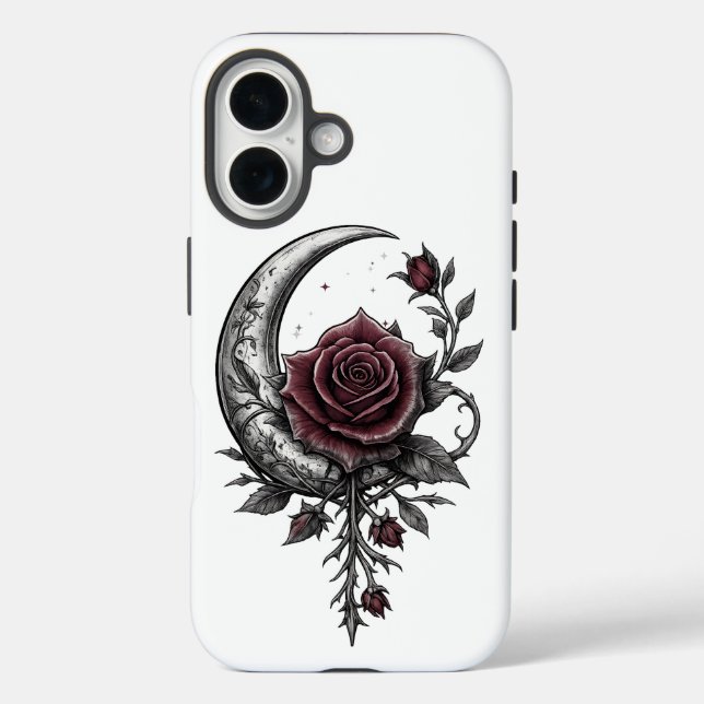 Gothic Rose Halbmond Dunkle Florale Kunst Case-Mate iPhone Hülle (Rückseite)