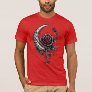 Gothic Rose Halbmond Dunkle Florale Kunst T-Shirt