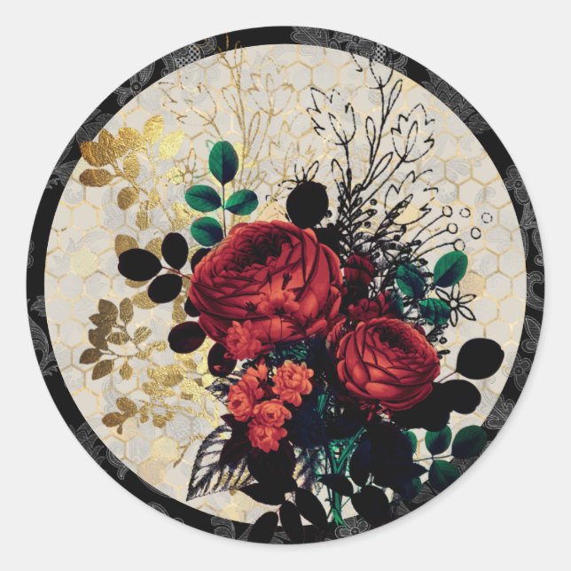 Gothic Rose Klassischer Rundaufkleber Runder Aufkleber (Vorderseite)