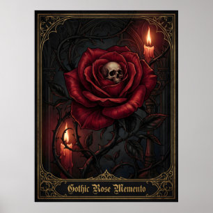 Gothic Rose Memento Mori Totenkopf Dunkle Blumenke Poster