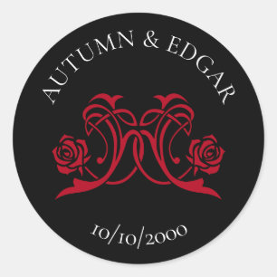 Gothic Rose Rot Schwarze Hochzeit Runder Aufkleber