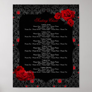 Gothic Rose Rot und Schwarz Tischnummer Poster