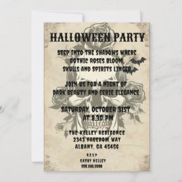 Gothic Rose Skull Invitation - Vintages Halloween  Einladung