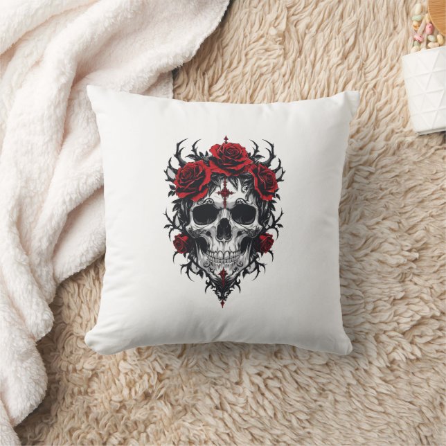Gothic Rose Skull Kissen (Decke)
