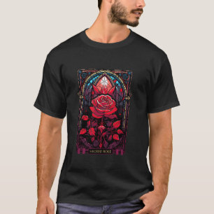 Gothic Rose Tarotkarte Buntglas Okkult Hexerei T-Shirt