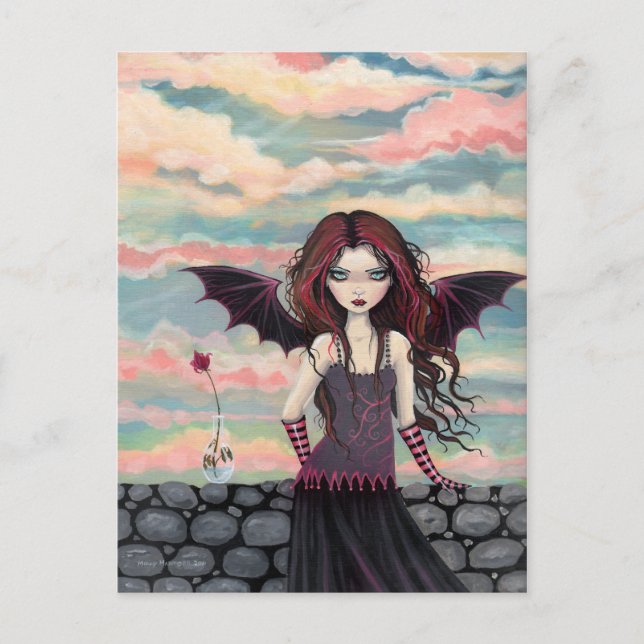 Gothic Rose Vampire Fairy Postcard Postkarte (Vorderseite)