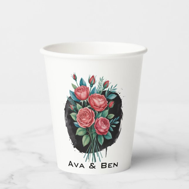 Gothic Rose Wedding Frame Pappbecher (Vorderseite)