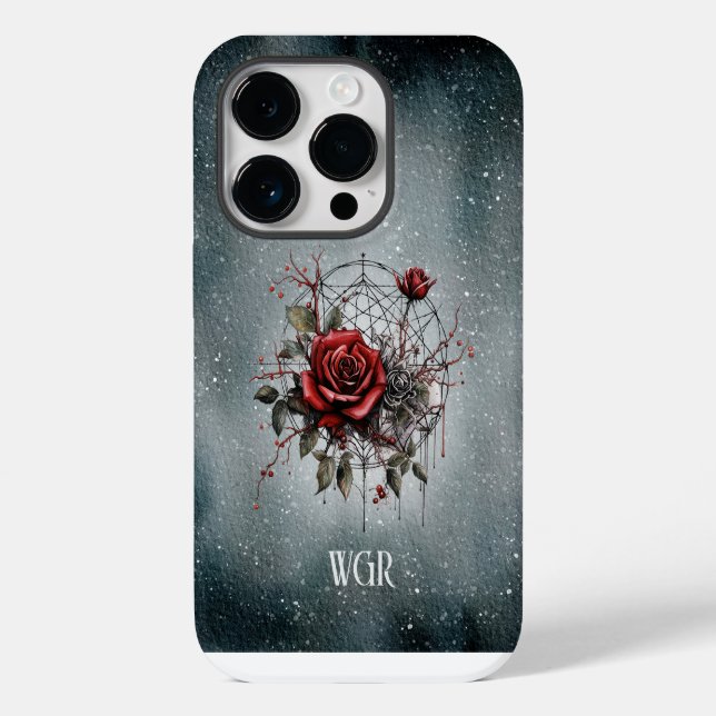 Gothic Rose Wreath Monogram Case-Mate iPhone Hülle (Rückseite)