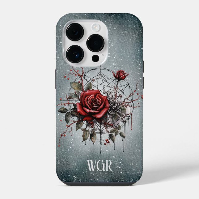 Gothic Rose Wreath Monogram iPhone Hülle (Rückseite)