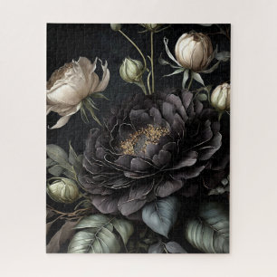 Gothic-Rosenanordnung Schwarze Blume Puzzle