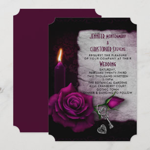 Gothic-Rosenkerze und -Medaillon-Hochzeit Einladung