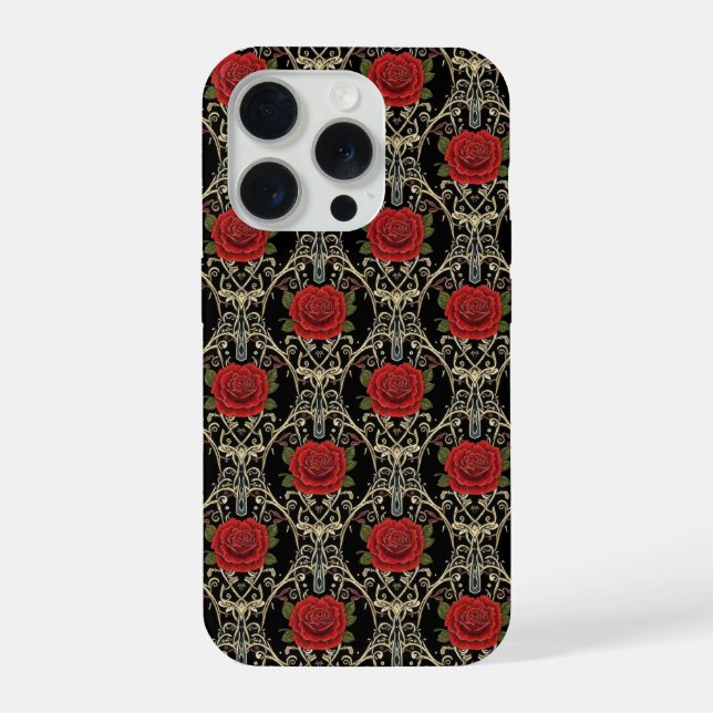 Gothic Roses Pattern Phone Case iPhone Hülle (Rückseite)