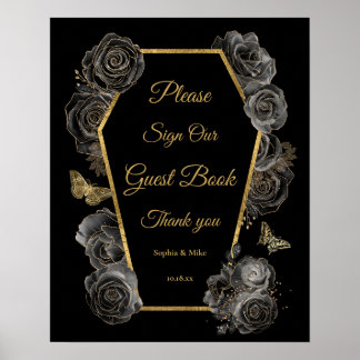 Gothic Roses Sarg Hochzeitsgästebuch-Tischschild Poster
