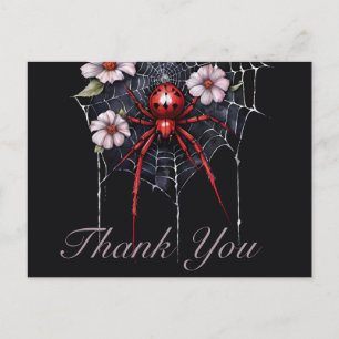 Gothic Rot & Schwarz Floral Spiderweb Dankeschön Postkarte