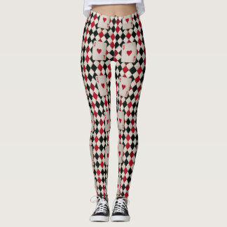 Gothic Rot und Schwarz Harlekin Herzdame Leggings