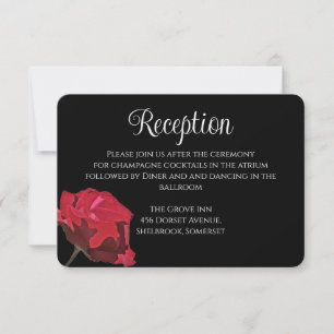 Gothic rote Rose auf schwarzer Hochzeitsempfangska Dankeskarte
