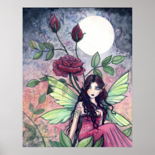 Gothic Rote Rose Fairy Poster von Molly Harrison