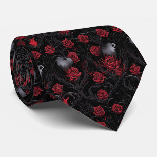 Gothic Rote Rosen Schwarze Reben Krawatte