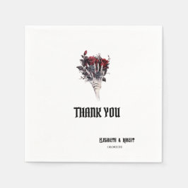 Gothic Rote Rosen Skeleton Vielen Dank Serviette